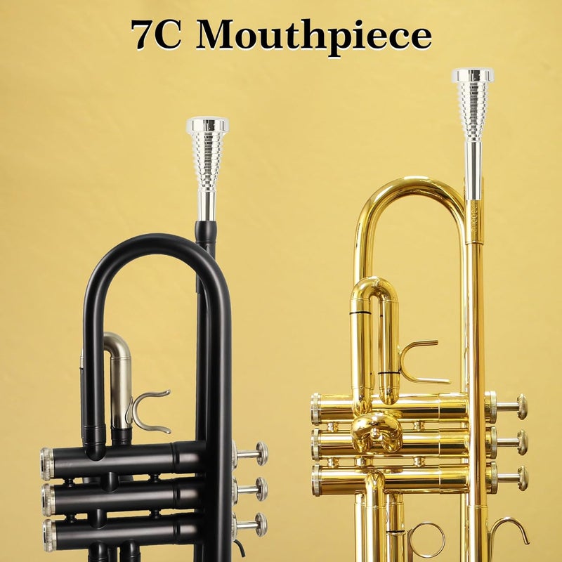 ROWell Trumpet Mouthpiece 7C Trumpet Mouthpiece Bass Trumpet Mouthpieces Silver Plated Trumpet Mouthpiece for Beginners and Professional Players Band Jazz Mouthpiece Trumpet Accessories - Image 5